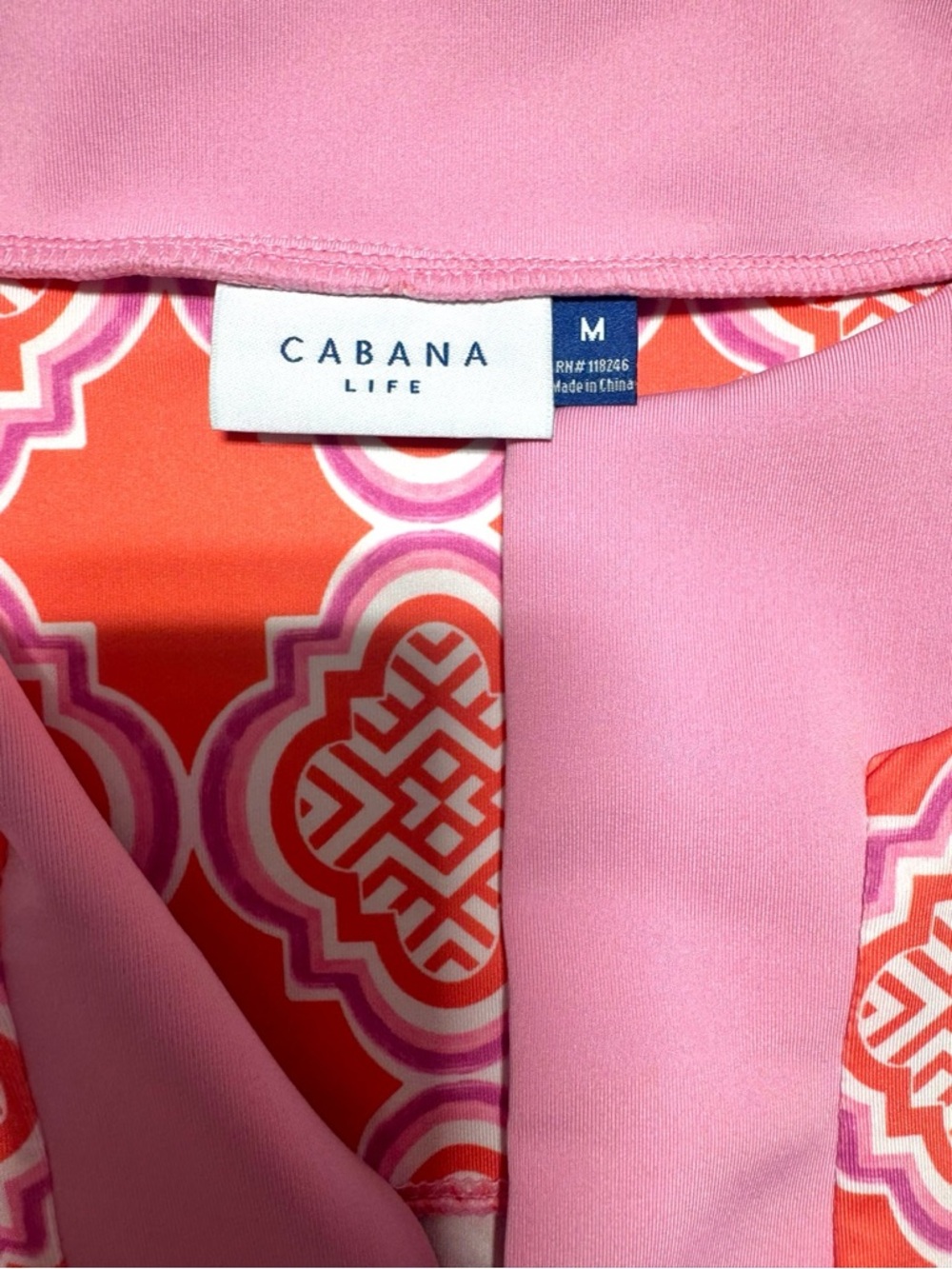 Cabana Life Women’s Medium Dress UPF 50 Pink Geometric Dress Floral Cover Up - Picture 2 of 5